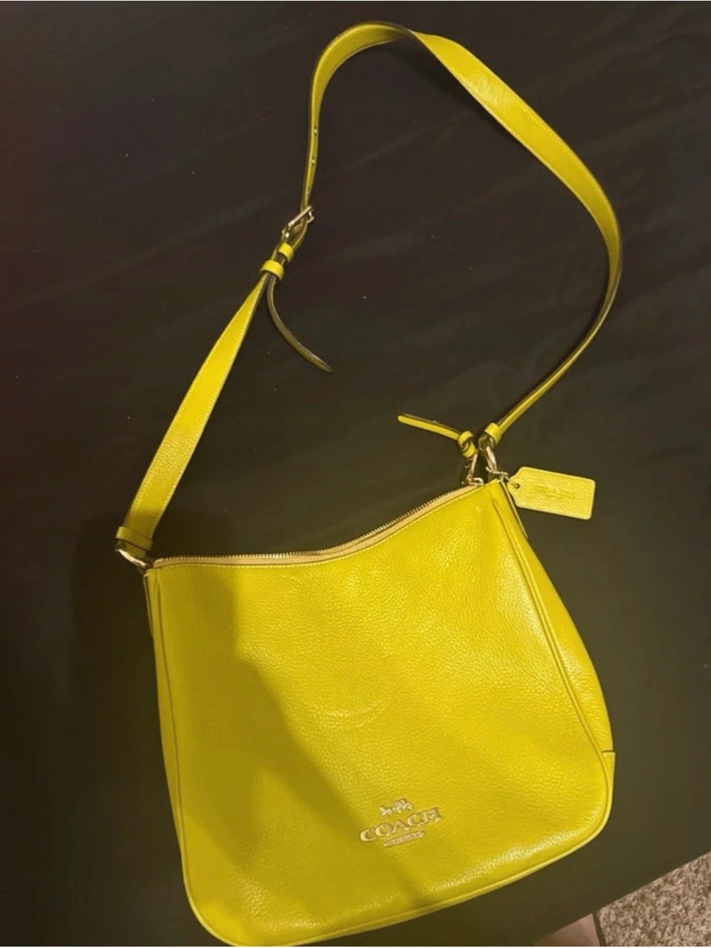 Coach green leather shoulder bag